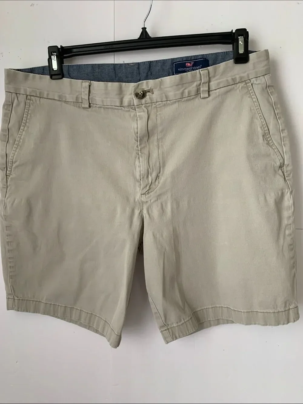 Vineyard Vines Men Chino Stretch Light Gray Shorts Size 36